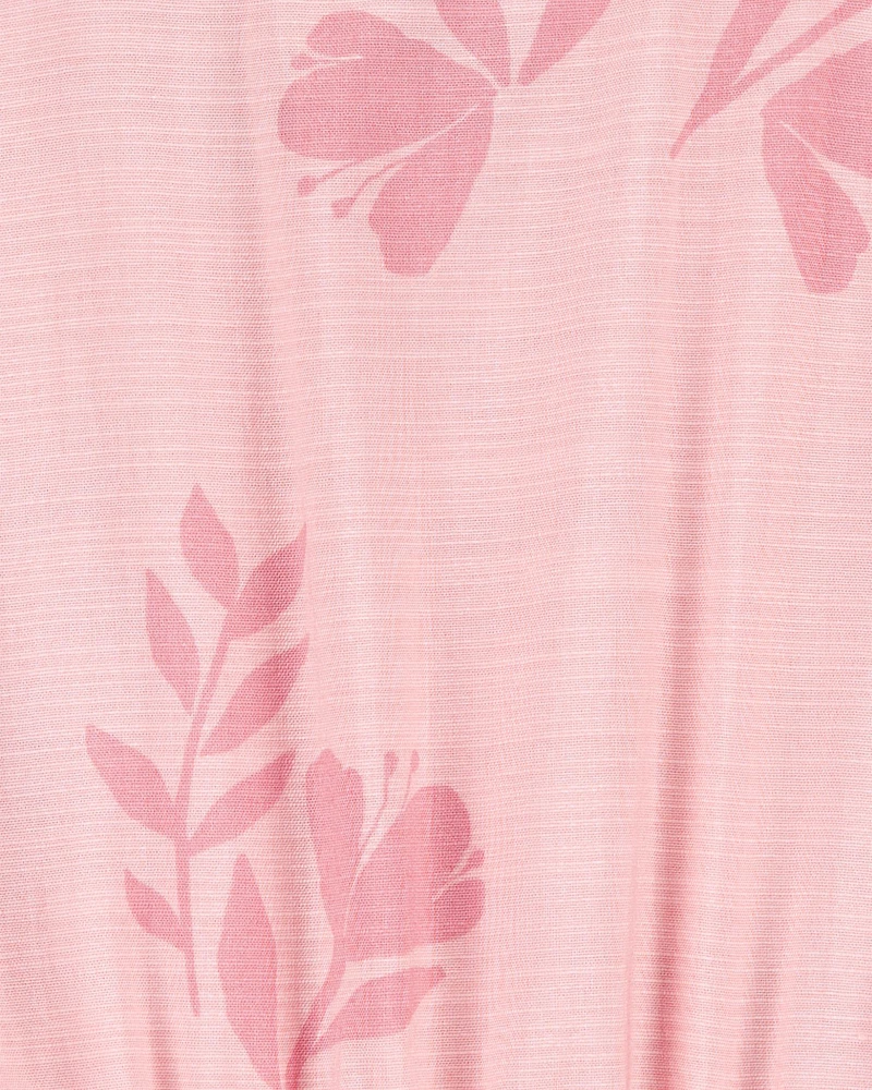 Kid Floral Cinched Top - Pink