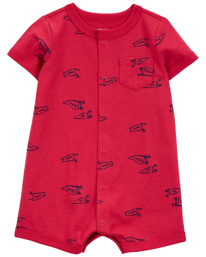 Baby Printed Short-Sleeve Romper - Red