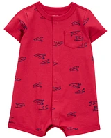 Baby Printed Short-Sleeve Romper - Red