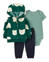 Baby 3-Piece Bear Sherpa Little Jacket Set