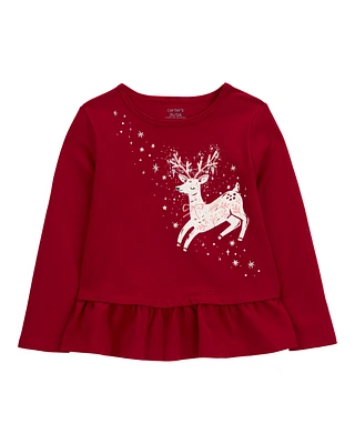 Toddler Reindeer Peplum Top