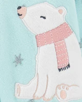 Baby Polar Bear Fleece Zip-Up Footie Sleeper Pyjamas