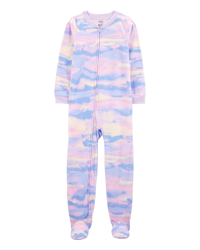 Kid 1-Piece Tie-Dye Fleece Footie Pyjamas