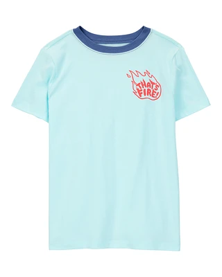 Kid That's Fire Short-Sleeve Graphic Tee - Turquoise