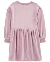 Kid Long-Sleeve Velour Dress