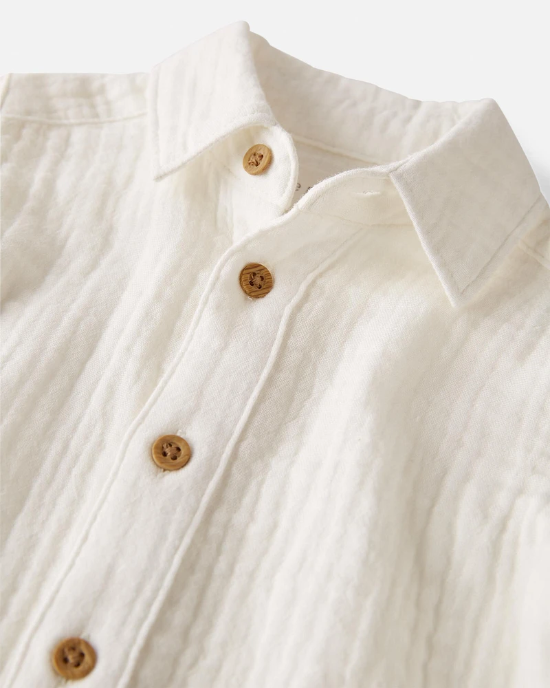 Baby Organic Cotton Gauze Button-Front Shirt