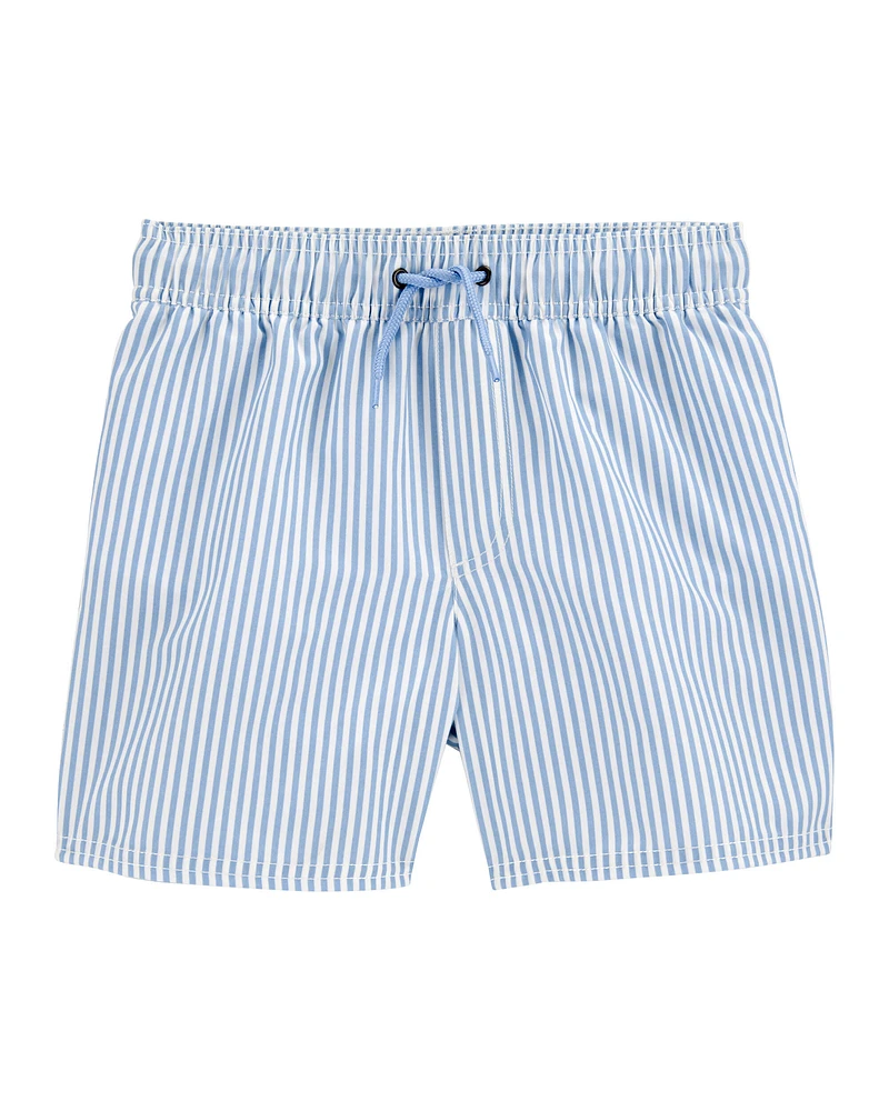 Boys Striped Swim Trunks - Blue
