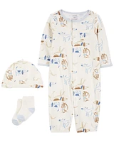 Baby Dog Print 3-Piece Converter Gown Set