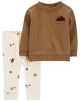 Baby 2-Piece Acorn Pullover & Pull-On Pant Set