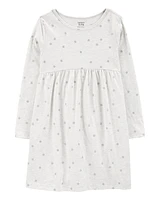 Kid Glitter Polka Dot Long-Sleeve Jersey Dress