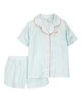 Kid Striped Loose Fit 2-Piece Pyjamas - Mint