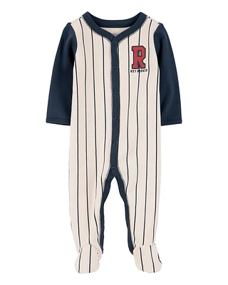 Baby Baseball Rookie 2-Way Zip Cotton Sleeper pyjamas
