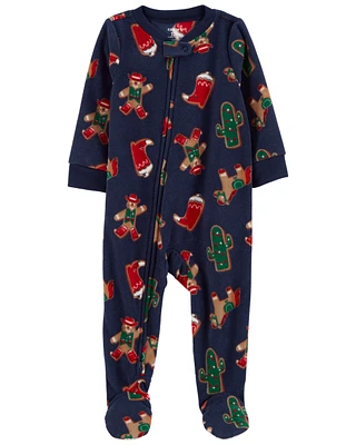 Toddler 1-Piece Gingerbread Fleece Footie Pyjamas