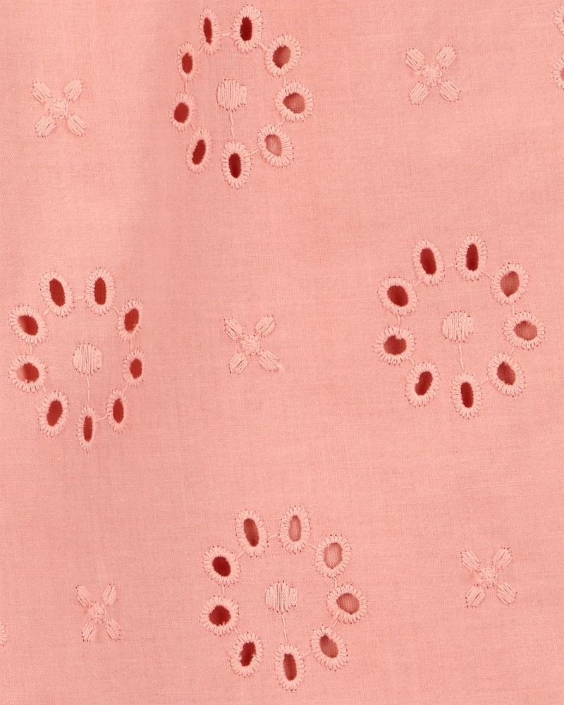 Toddler Eyelet Flutter Jumpsuit - Pink
