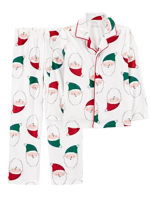 Kid 2-Piece Santa Fleece Coat Style Pyjamas