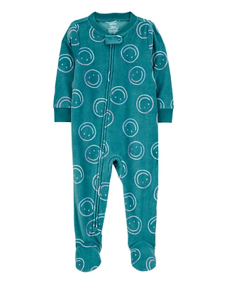 Toddler 1-Piece Smiley Face Fleece Footie Pyjamas