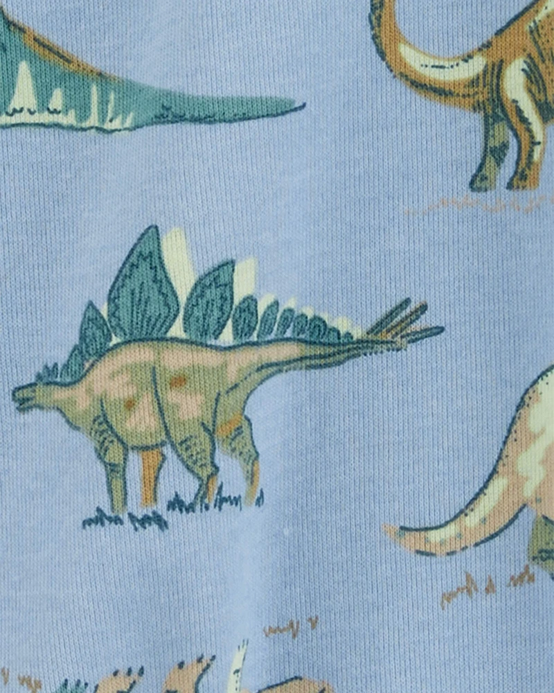 Pyjama 1 pièce sans pieds en coton ajusté à imprimé de dinosaure