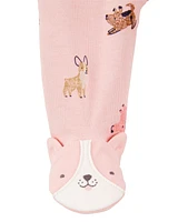 Baby Dog Print 2-Way Zip Cotton Sleeper pyjamas