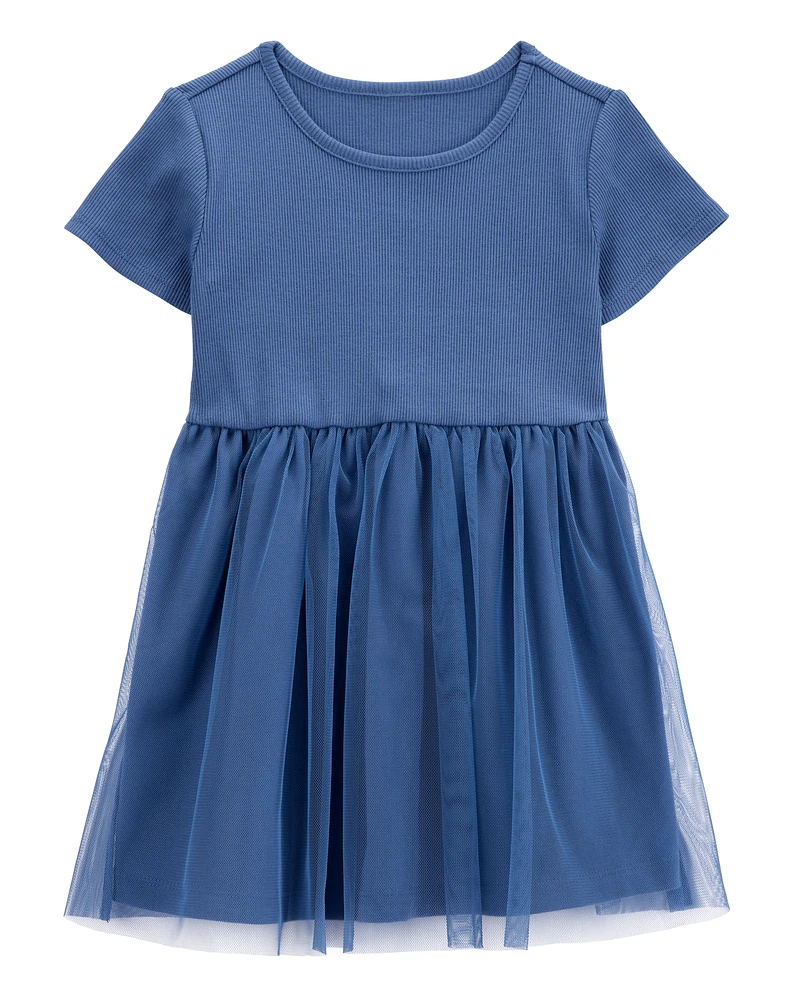 Toddler Solid Short-Sleeve Dress - Navy