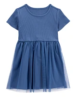 Toddler Solid Short-Sleeve Dress - Navy