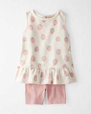 Toddler 2-Piece Strawberry-Print Set Made with Organic Cotton