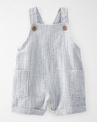 Baby Organic Cotton Checkered-Print Shortalls