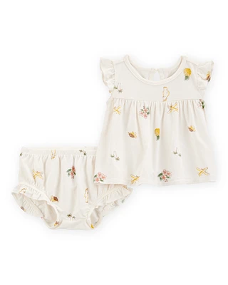 Baby 2-Piece Tropical Print PurelySoft Outfit Set - Ivory