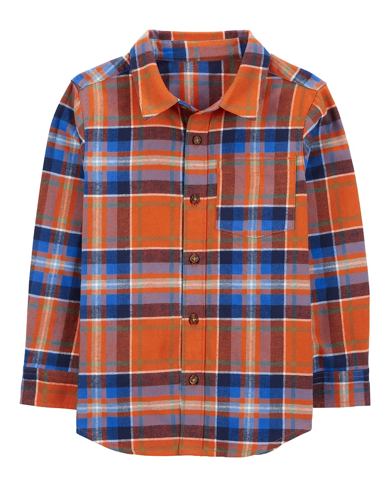 Kid Plaid Flannel Button-Down Shirt