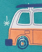 Toddler Boy Car Palm Tree Snug Fit Cotton Footless 1-Piece Pyjamas - Turquoise