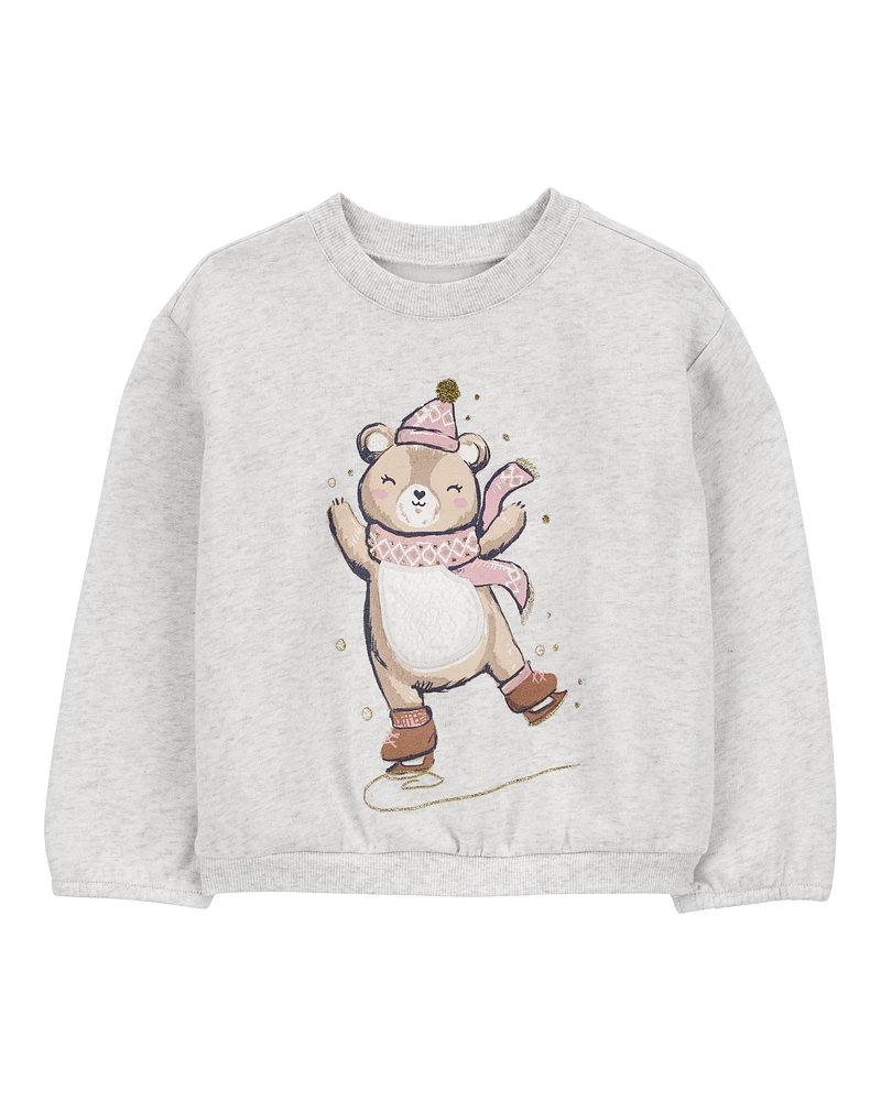 Toddler Ice Skating Bear Fleece Sweatshirt