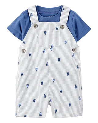 Baby 2-Piece Tee & Sailboat Shortall Set - Blue