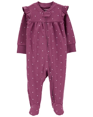 Baby Heart 2-Way Zip Cotton Sleeper Pyjamas