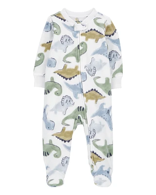 Baby Dinosaur Fleece Zip-Up Footie Sleeper Pyjamas