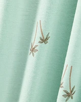 Baby Palm Tree Print 2-Way Zip PurelySoft Convertible Foot Sleeper Pyjamas - Mint