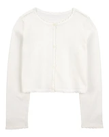 Kid Wave Trim Cardigan Sweater