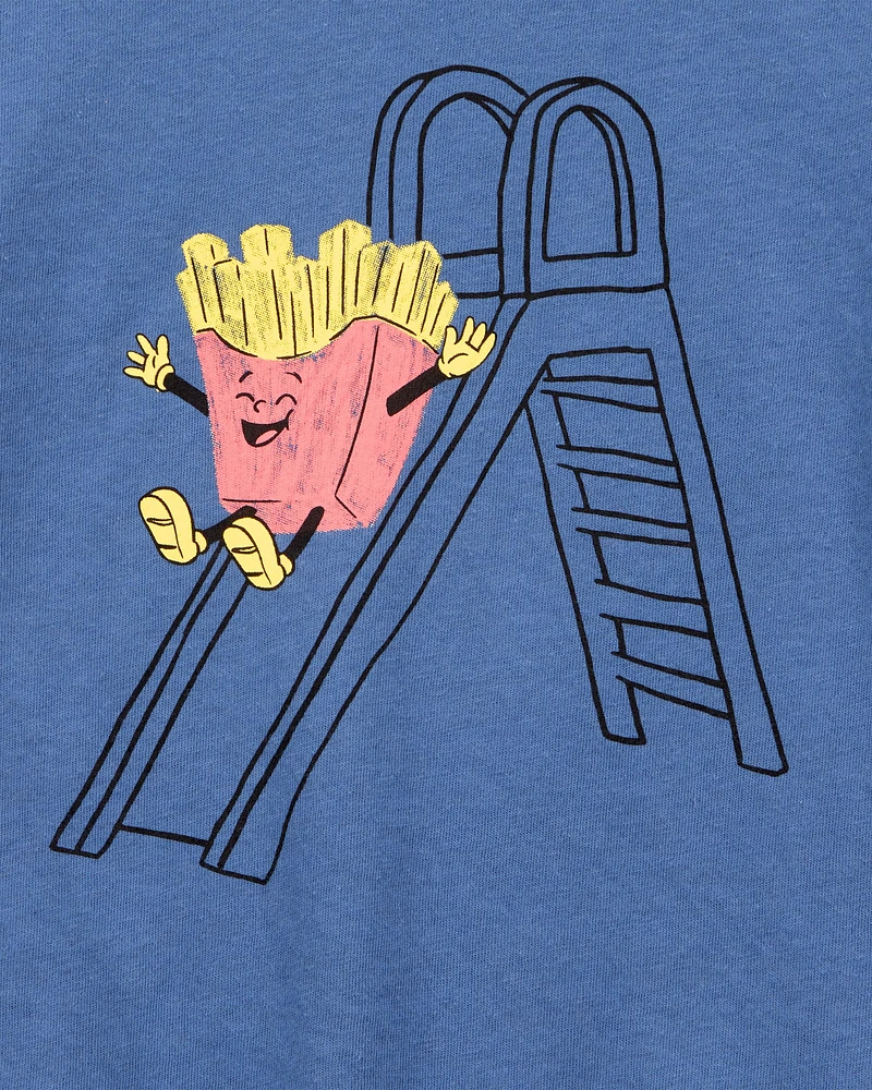Toddler French Fries Short-Sleeve Graphic Tee - Navy