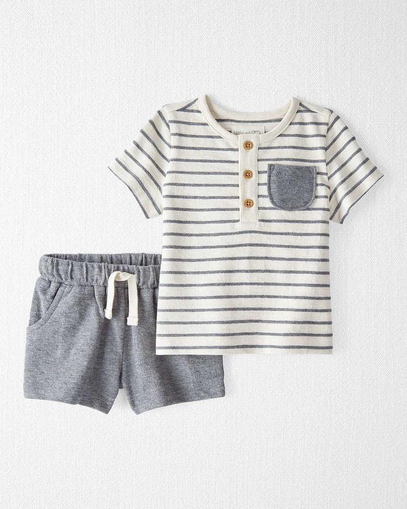 Baby 2-Piece Henley Tee and Shorts Set Made with Organic Cotton