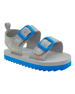 Toddler Strappy Casual Sandals - Grey/Blue