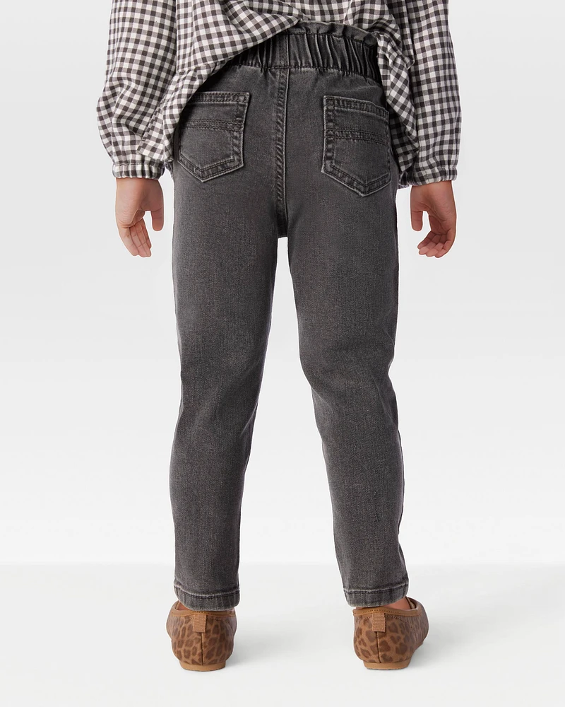 Toddler Pull-On Denim Pant - Black
