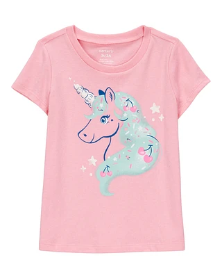 Toddler Horse-Print Short-Sleeve Graphic Tee - Pink