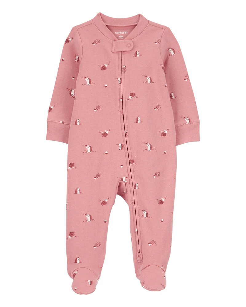 Baby Hedgehog 2-Way Zip Cotton Footie Sleep & Play Pajamas