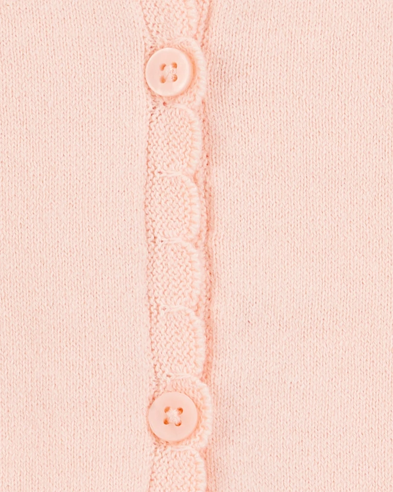 Toddler Wave Trim Cardigan Sweater - Pink