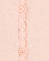 Toddler Wave Trim Cardigan Sweater - Pink