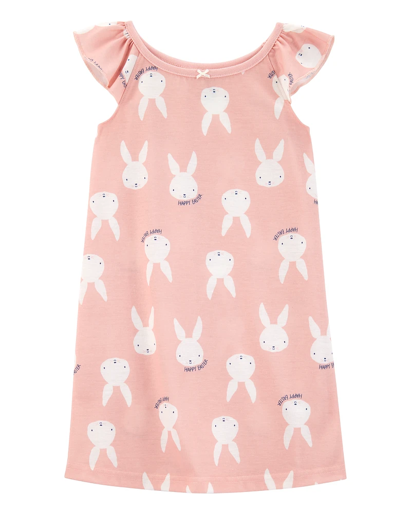 Kid Bunny Print Nightgown - Pink