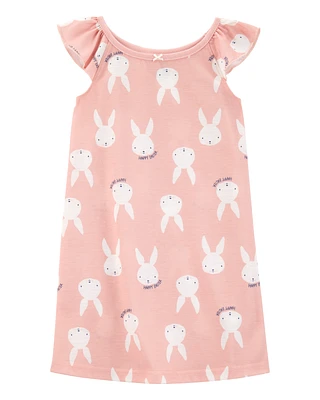 Kid Bunny Print Nightgown - Pink