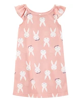 Kid Bunny Print Nightgown - Pink