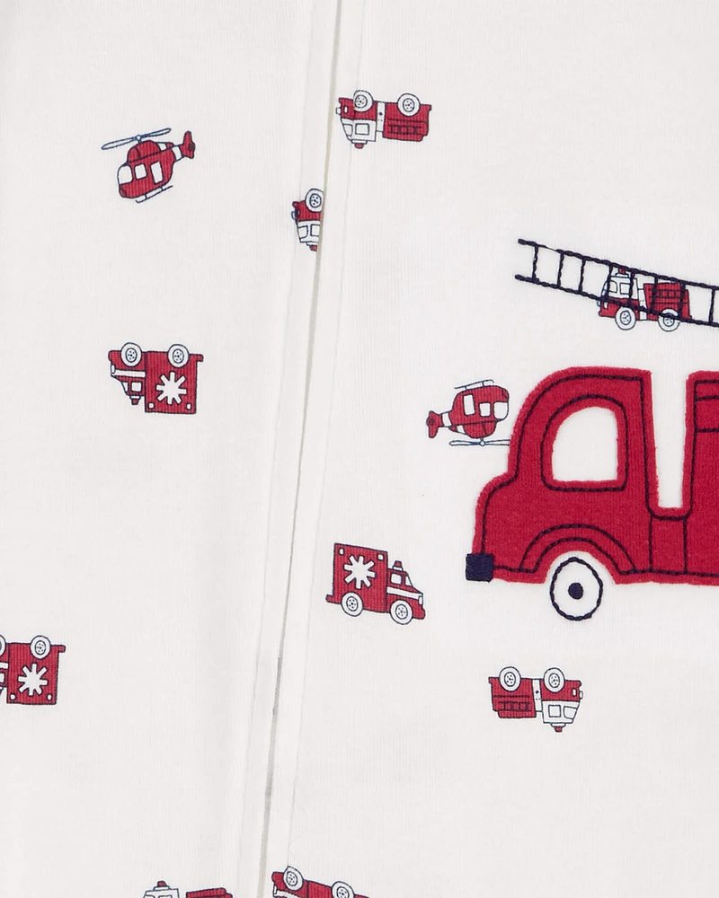 1-Piece Firetruck 100% Snug Fit Cotton Footie Pyjamas