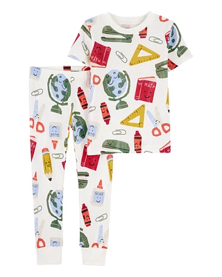Toddler 2-Piece Back To School Print 100% Snug Fit Cotton Pyjamas
