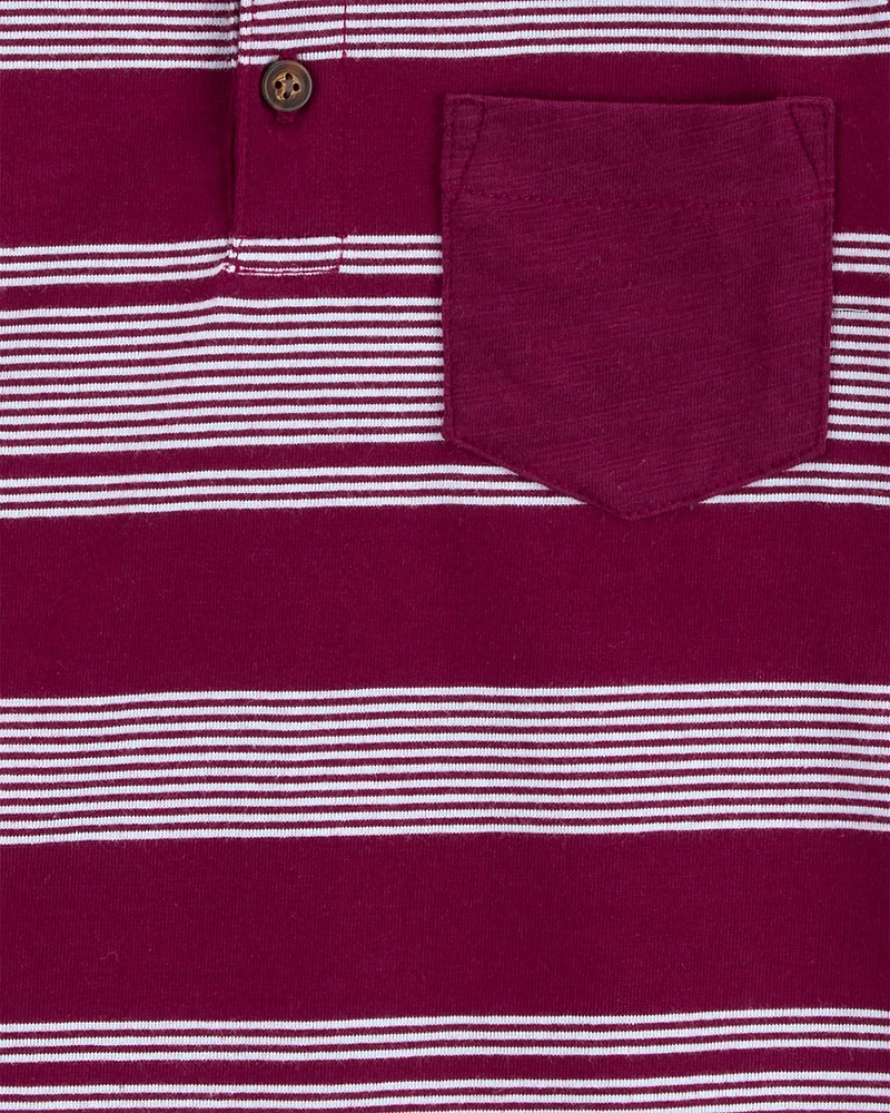 Toddler Striped Pocket Henley Tee