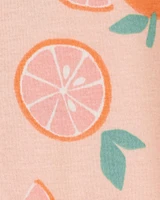 Toddler Orange Print Snug Fit Cotton Footless 1-Piece Pyjamas - Pink
